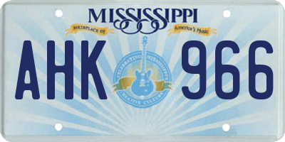MS license plate AHK966