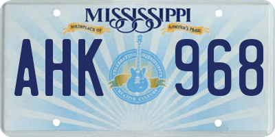 MS license plate AHK968