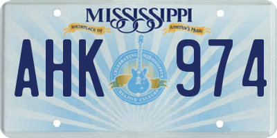MS license plate AHK974