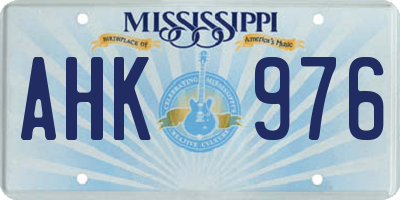 MS license plate AHK976