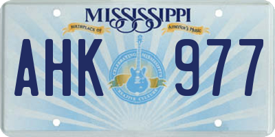 MS license plate AHK977
