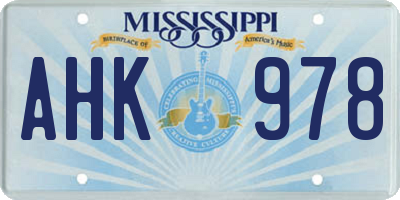 MS license plate AHK978