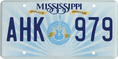 MS license plate AHK979