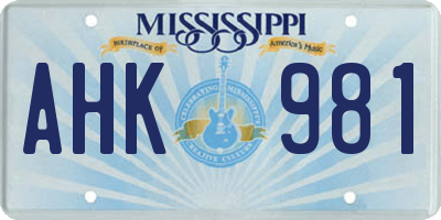MS license plate AHK981