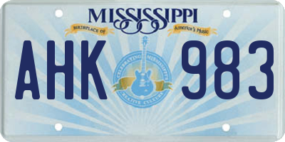 MS license plate AHK983