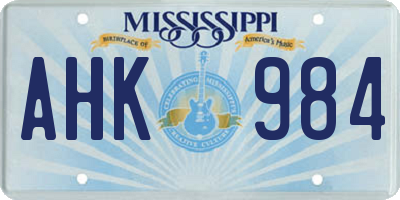 MS license plate AHK984