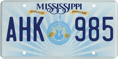 MS license plate AHK985