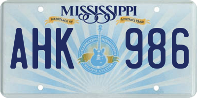 MS license plate AHK986
