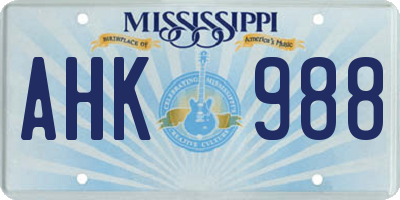 MS license plate AHK988