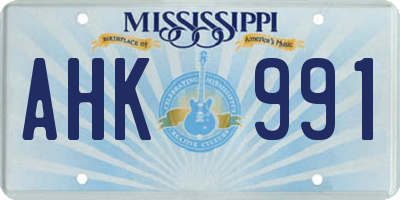 MS license plate AHK991