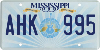 MS license plate AHK995