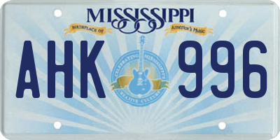 MS license plate AHK996