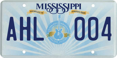 MS license plate AHL004