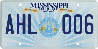 MS license plate AHL006