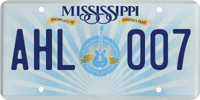 MS license plate AHL007