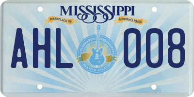 MS license plate AHL008