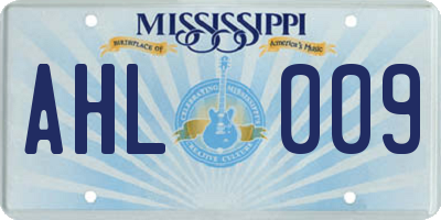 MS license plate AHL009