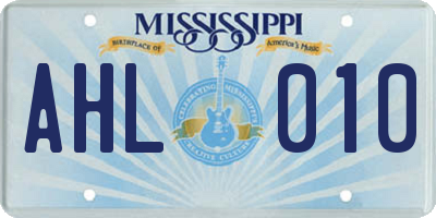 MS license plate AHL010