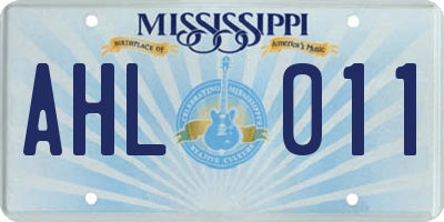 MS license plate AHL011