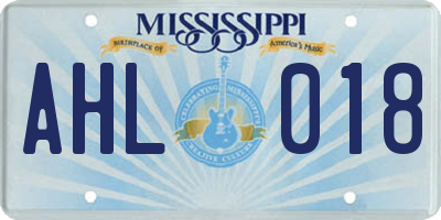 MS license plate AHL018