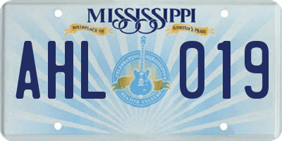 MS license plate AHL019