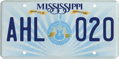 MS license plate AHL020