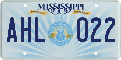 MS license plate AHL022