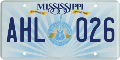 MS license plate AHL026