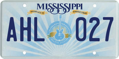 MS license plate AHL027