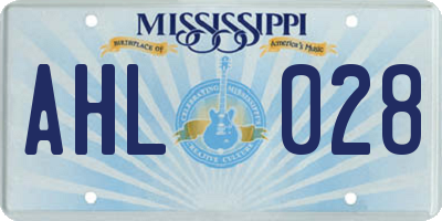MS license plate AHL028