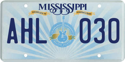 MS license plate AHL030