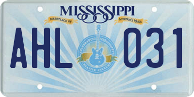 MS license plate AHL031