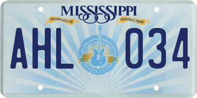 MS license plate AHL034