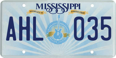 MS license plate AHL035