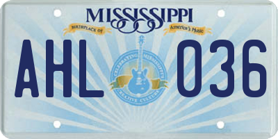 MS license plate AHL036