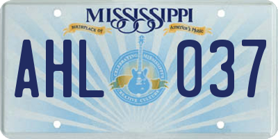 MS license plate AHL037