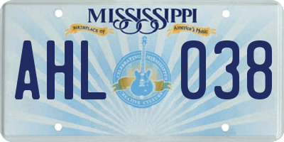 MS license plate AHL038