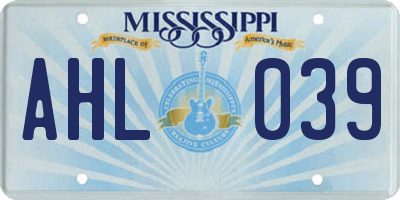 MS license plate AHL039