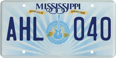 MS license plate AHL040