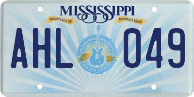 MS license plate AHL049