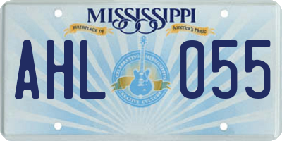 MS license plate AHL055