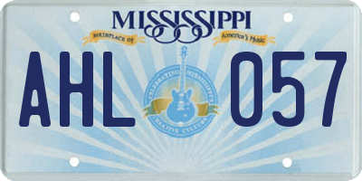 MS license plate AHL057