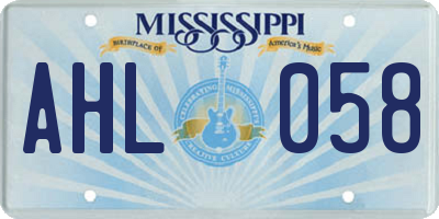 MS license plate AHL058