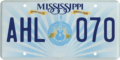MS license plate AHL070