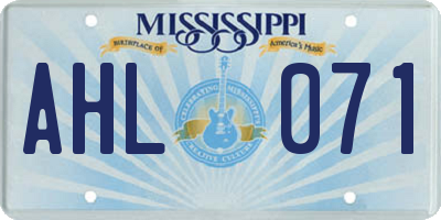 MS license plate AHL071