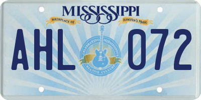 MS license plate AHL072