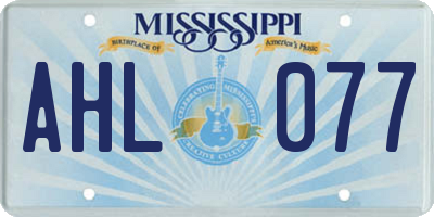 MS license plate AHL077