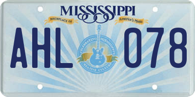MS license plate AHL078