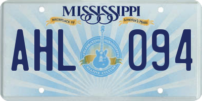 MS license plate AHL094