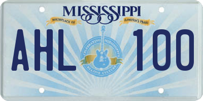 MS license plate AHL100